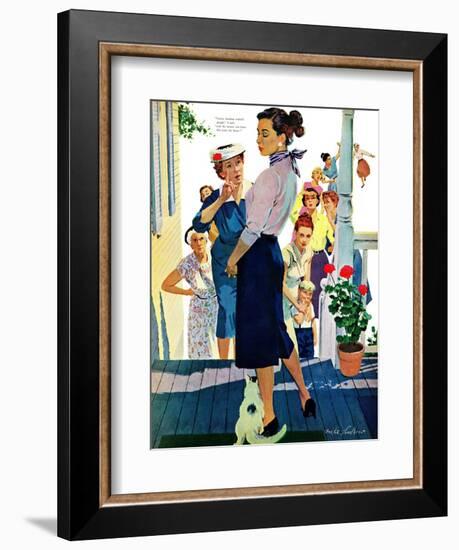 Strangers in Town, 2 - Saturday Evening Post "Leading Ladies", May 30, 1959 pg.19-Mike Ludlow-Framed Giclee Print