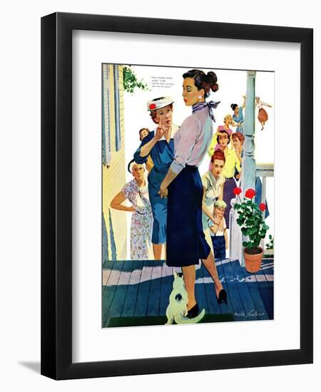 Strangers in Town, 2 - Saturday Evening Post "Leading Ladies", May 30, 1959 pg.19-Mike Ludlow-Framed Giclee Print