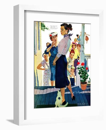 Strangers in Town, 2 - Saturday Evening Post "Leading Ladies", May 30, 1959 pg.19-Mike Ludlow-Framed Giclee Print