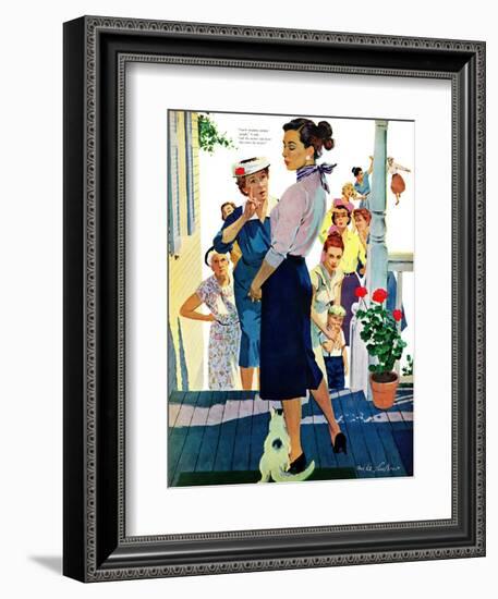 Strangers in Town, 2 - Saturday Evening Post "Leading Ladies", May 30, 1959 pg.19-Mike Ludlow-Framed Giclee Print