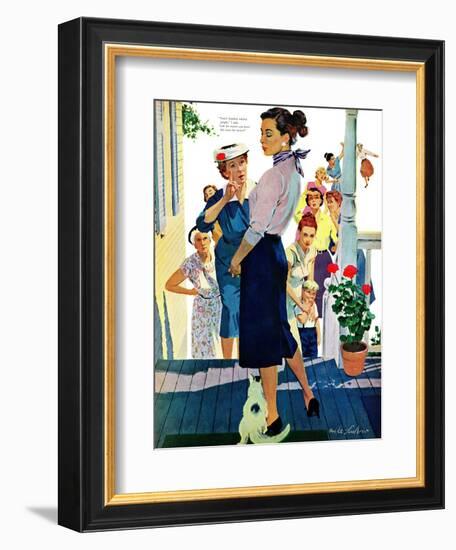 Strangers in Town, 2 - Saturday Evening Post "Leading Ladies", May 30, 1959 pg.19-Mike Ludlow-Framed Giclee Print