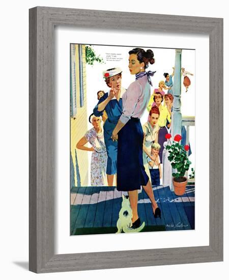 Strangers in Town, 2 - Saturday Evening Post "Leading Ladies", May 30, 1959 pg.19-Mike Ludlow-Framed Giclee Print