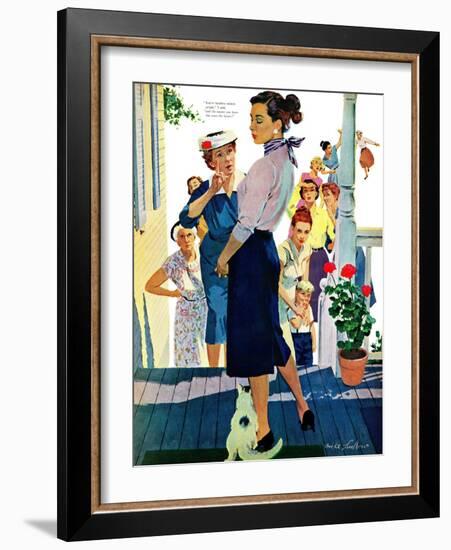 Strangers in Town, 2 - Saturday Evening Post "Leading Ladies", May 30, 1959 pg.19-Mike Ludlow-Framed Giclee Print