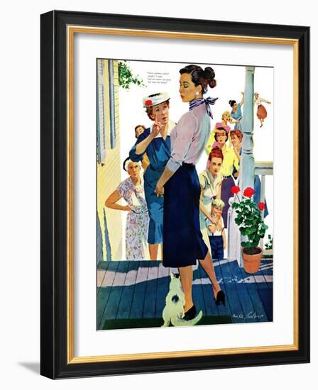 Strangers in Town, 2 - Saturday Evening Post "Leading Ladies", May 30, 1959 pg.19-Mike Ludlow-Framed Giclee Print