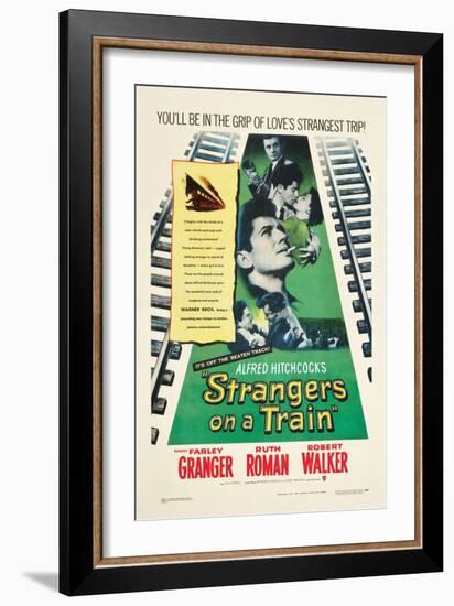 STRANGERS ON A TRAIN, Farley Granger, Robert Walker, Ruth Roman, 1951-null-Framed Premium Giclee Print