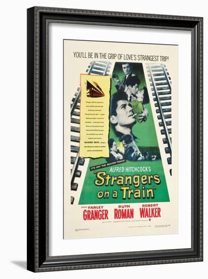STRANGERS ON A TRAIN, Farley Granger, Robert Walker, Ruth Roman, 1951-null-Framed Premium Giclee Print