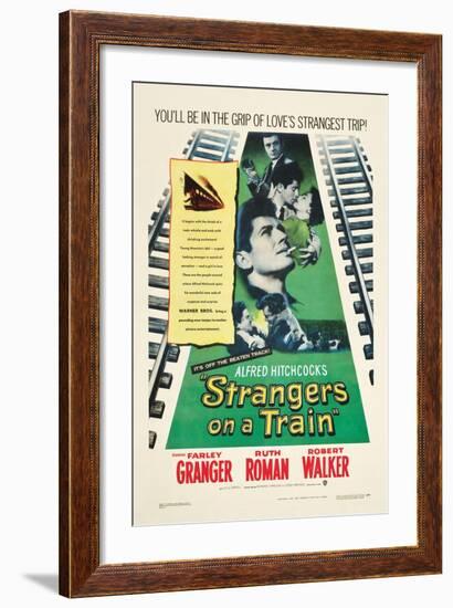 STRANGERS ON A TRAIN, Farley Granger, Robert Walker, Ruth Roman, 1951-null-Framed Art Print