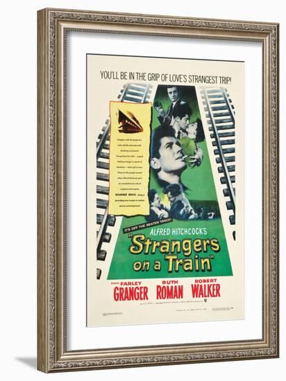 STRANGERS ON A TRAIN, Farley Granger, Robert Walker, Ruth Roman, 1951-null-Framed Art Print