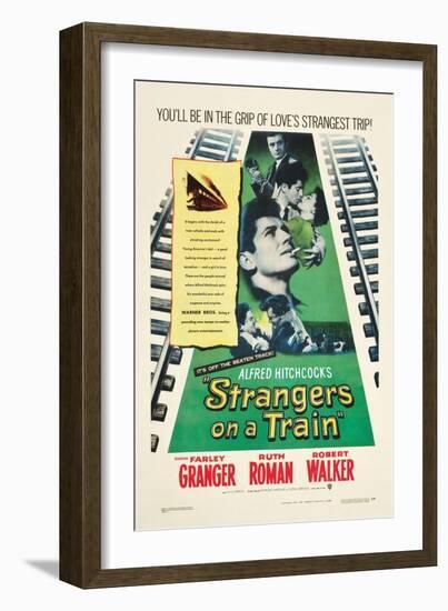 STRANGERS ON A TRAIN, Farley Granger, Robert Walker, Ruth Roman, 1951-null-Framed Art Print