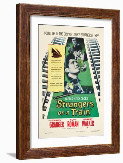 STRANGERS ON A TRAIN, Farley Granger, Robert Walker, Ruth Roman, 1951-null-Framed Art Print