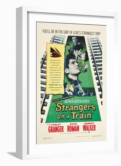 STRANGERS ON A TRAIN, Farley Granger, Robert Walker, Ruth Roman, 1951-null-Framed Art Print