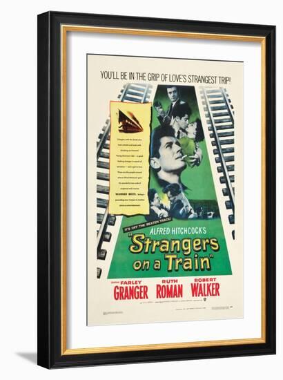 STRANGERS ON A TRAIN, Farley Granger, Robert Walker, Ruth Roman, 1951-null-Framed Art Print