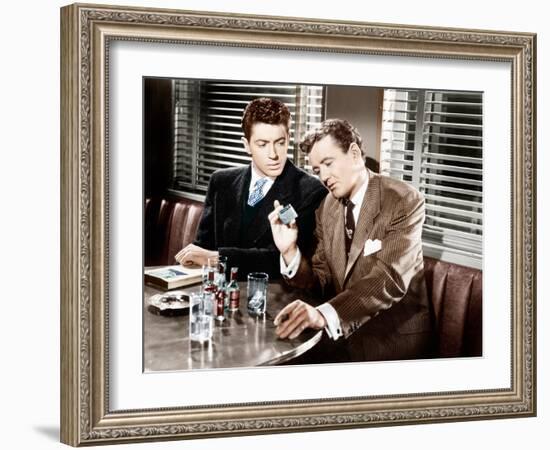 STRANGERS ON A TRAIN, from left: Farley Granger, Robert Walker, 1951-null-Framed Photo