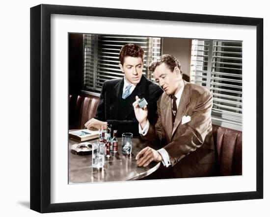 STRANGERS ON A TRAIN, from left: Farley Granger, Robert Walker, 1951-null-Framed Photo