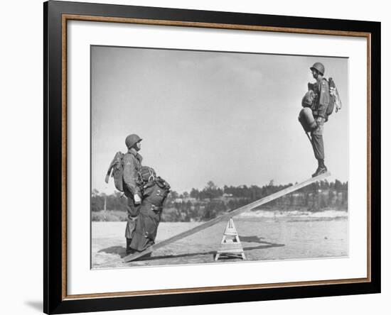 Strapping More Equipment to Trooper Who Wears "General Purpose Bag", Adds 125 lbs More Weight-Hank Walker-Framed Photographic Print