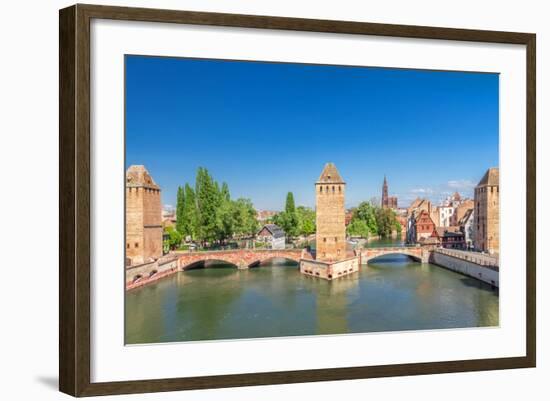 Strasbourg, Medieval Bridge Ponts Couverts. Alsace, France.-g215-Framed Photographic Print