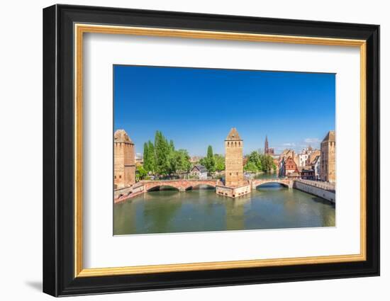 Strasbourg, Medieval Bridge Ponts Couverts. Alsace, France.-g215-Framed Photographic Print