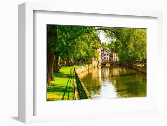 Strasbourg, Water Canal in Petite France Area. Half Timbered Houses and Trees in Grand Ile. Alsace,-stevanzz-Framed Photographic Print