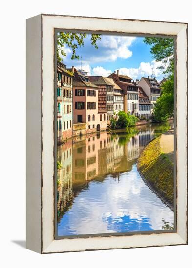 Strasbourg, Water Canal in Petite France Area, Unesco Site. Alsace.-stevanzz-Framed Premier Image Canvas
