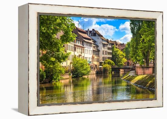 Strasbourg, Water Canal in Petite France Area, Unesco Site. Alsace.-stevanzz-Framed Premier Image Canvas