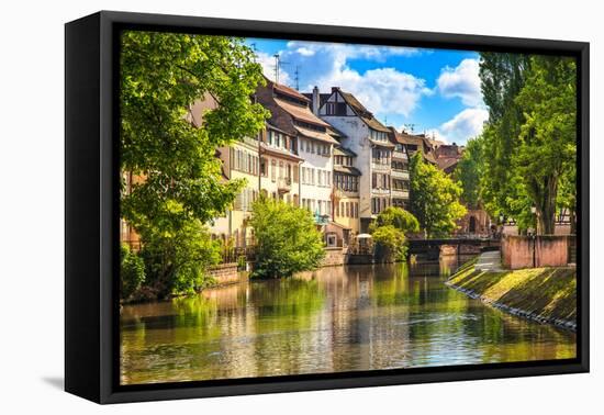 Strasbourg, Water Canal in Petite France Area, Unesco Site. Alsace.-stevanzz-Framed Premier Image Canvas