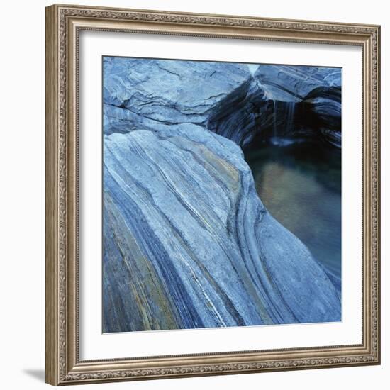 Strata in Rock Formation Along Verzasca River-Micha Pawlitzki-Framed Photographic Print