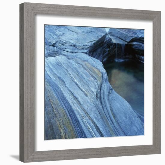 Strata in Rock Formation Along Verzasca River-Micha Pawlitzki-Framed Photographic Print