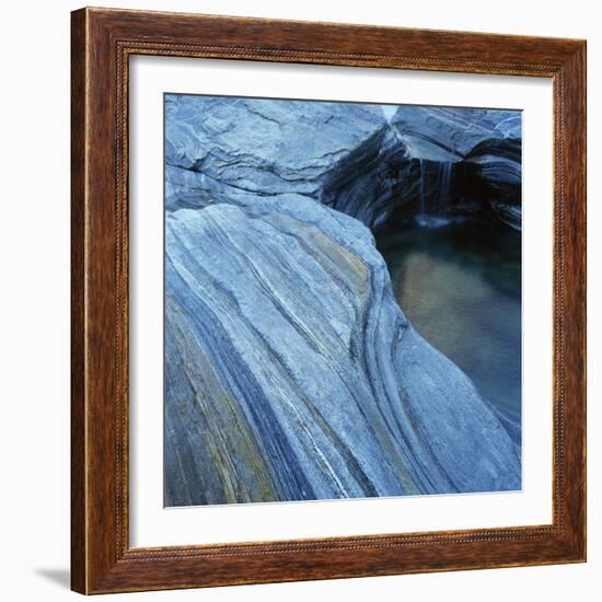 Strata in Rock Formation Along Verzasca River-Micha Pawlitzki-Framed Photographic Print