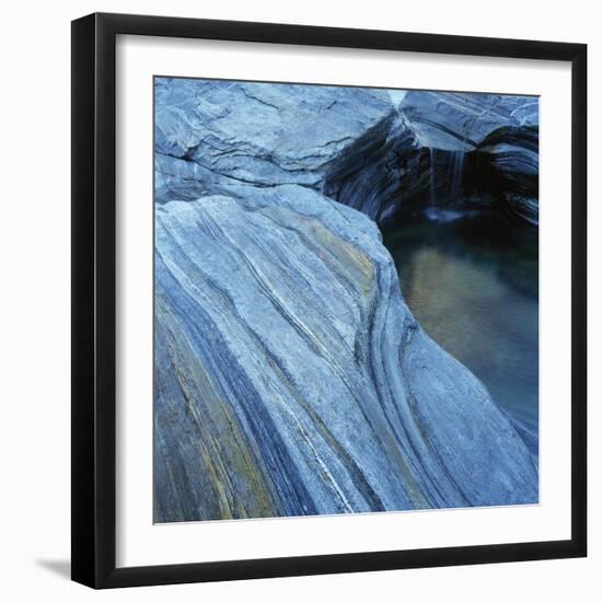 Strata in Rock Formation Along Verzasca River-Micha Pawlitzki-Framed Photographic Print