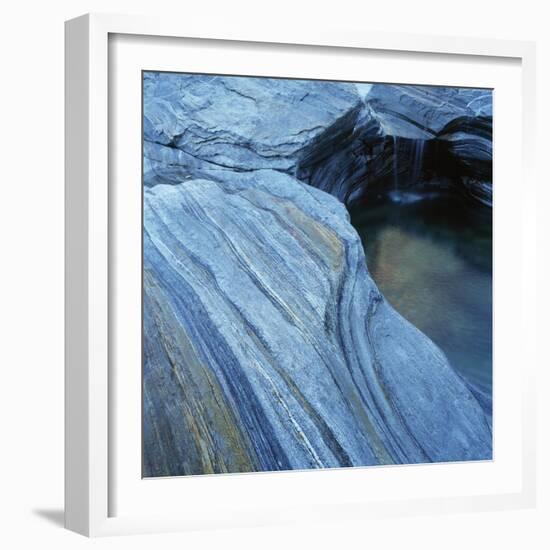 Strata in Rock Formation Along Verzasca River-Micha Pawlitzki-Framed Photographic Print