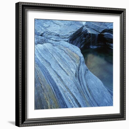 Strata in Rock Formation Along Verzasca River-Micha Pawlitzki-Framed Photographic Print