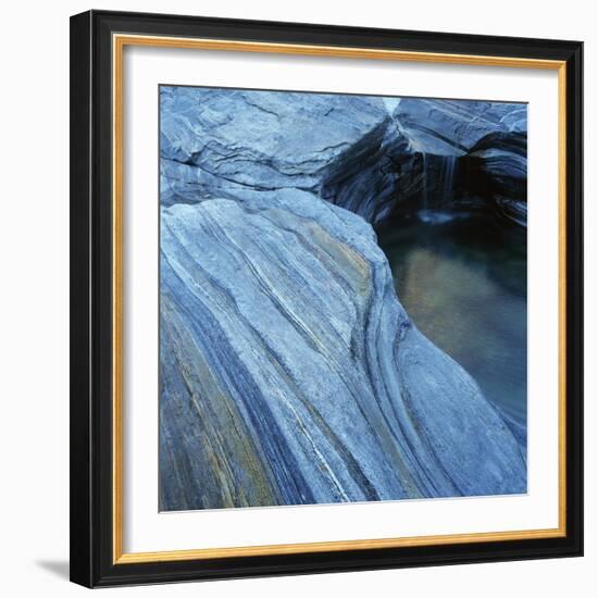 Strata in Rock Formation Along Verzasca River-Micha Pawlitzki-Framed Photographic Print