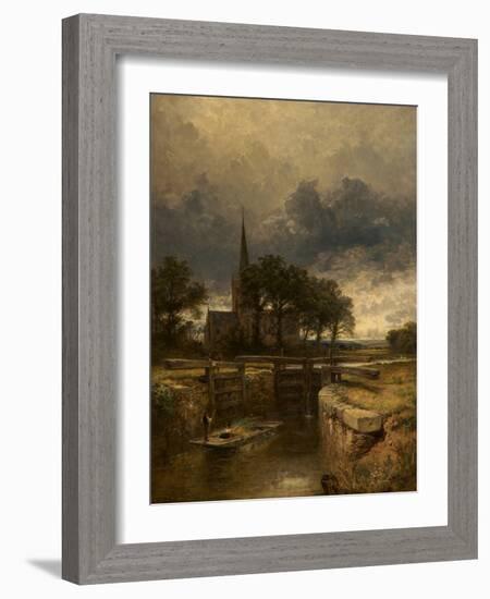 Stratford-On-Avon Church and Lock, 1883 (Oil on Canvas)-Benjamin Williams Leader-Framed Giclee Print