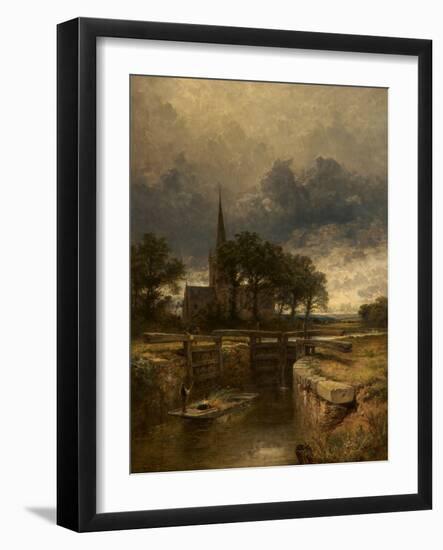 Stratford-On-Avon Church and Lock, 1883 (Oil on Canvas)-Benjamin Williams Leader-Framed Giclee Print