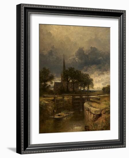 Stratford-On-Avon Church and Lock, 1883 (Oil on Canvas)-Benjamin Williams Leader-Framed Giclee Print