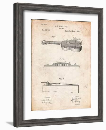 Stratton and Son Acoustic Guitar Patent-Cole Borders-Framed Art Print