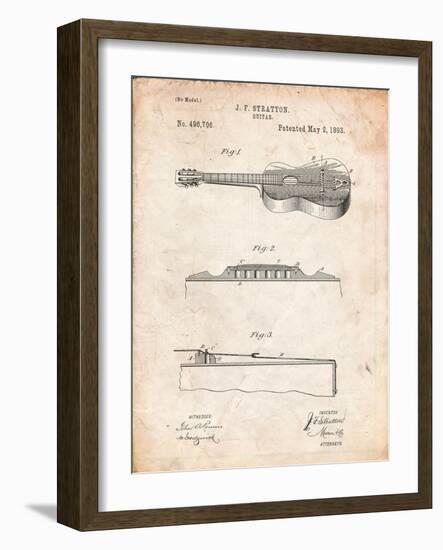 Stratton and Son Acoustic Guitar Patent-Cole Borders-Framed Art Print