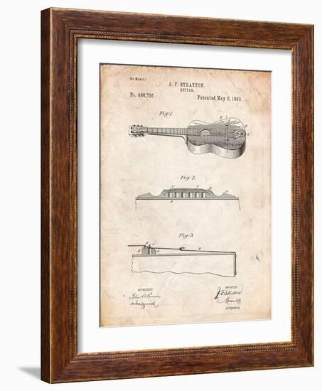 Stratton and Son Acoustic Guitar Patent-Cole Borders-Framed Art Print