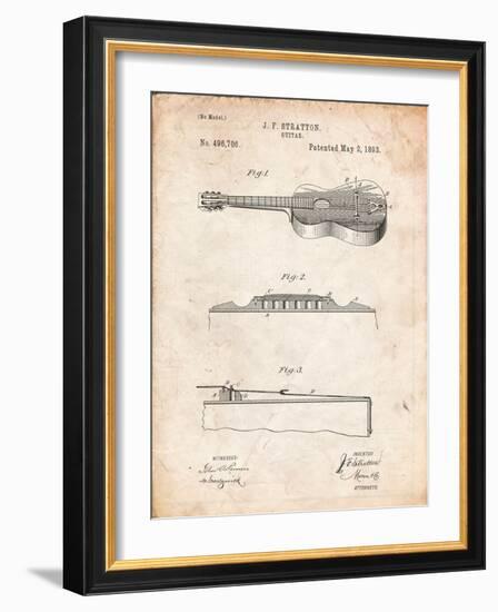 Stratton and Son Acoustic Guitar Patent-Cole Borders-Framed Art Print