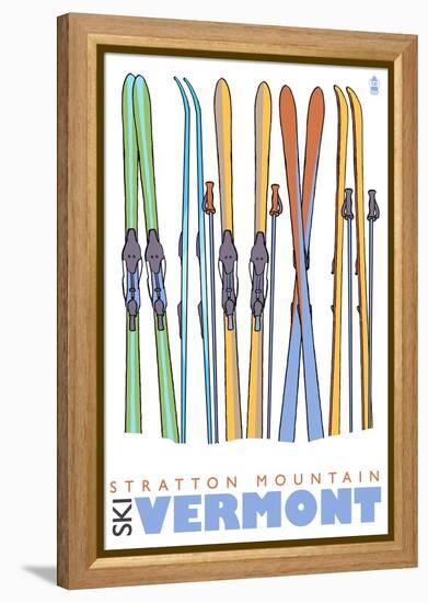 Stratton Mountain, Vermont, Skis in the Snow-Lantern Press-Framed Stretched Canvas