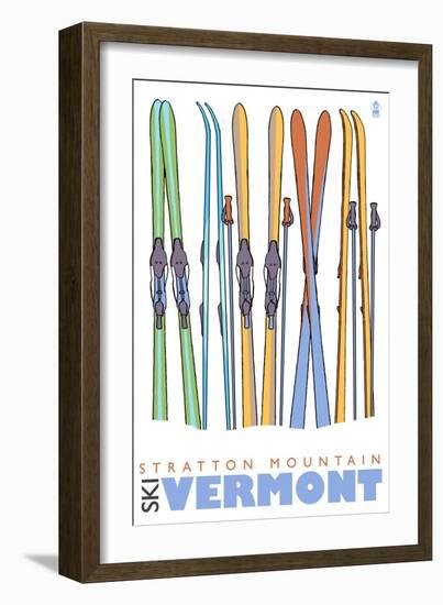 Stratton Mountain, Vermont, Skis in the Snow-Lantern Press-Framed Art Print