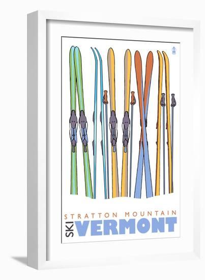Stratton Mountain, Vermont, Skis in the Snow-Lantern Press-Framed Art Print