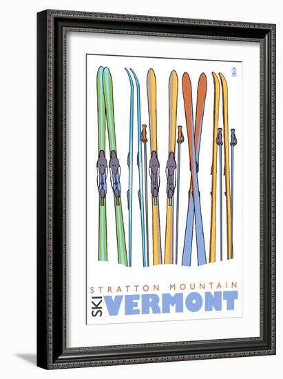 Stratton Mountain, Vermont, Skis in the Snow-Lantern Press-Framed Art Print