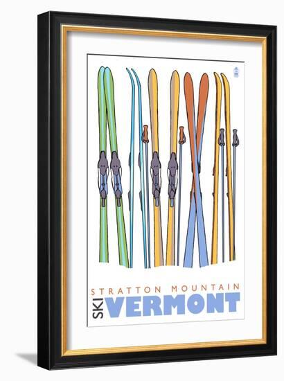 Stratton Mountain, Vermont, Skis in the Snow-Lantern Press-Framed Art Print