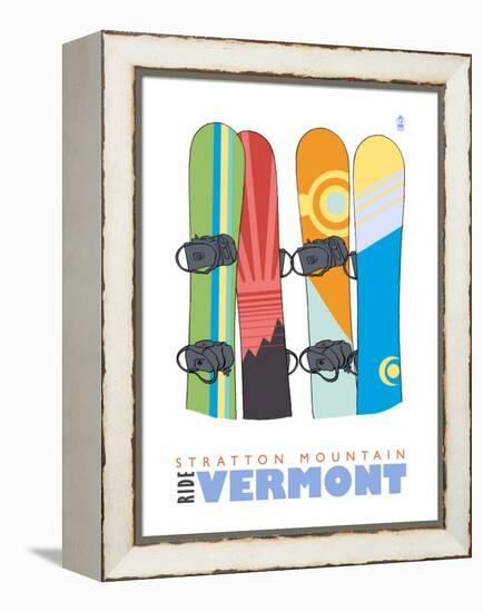 Stratton Mountain, Vermont, Snowboards in the Snow-Lantern Press-Framed Stretched Canvas