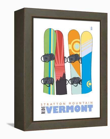 Stratton Mountain, Vermont, Snowboards in the Snow-Lantern Press-Framed Stretched Canvas