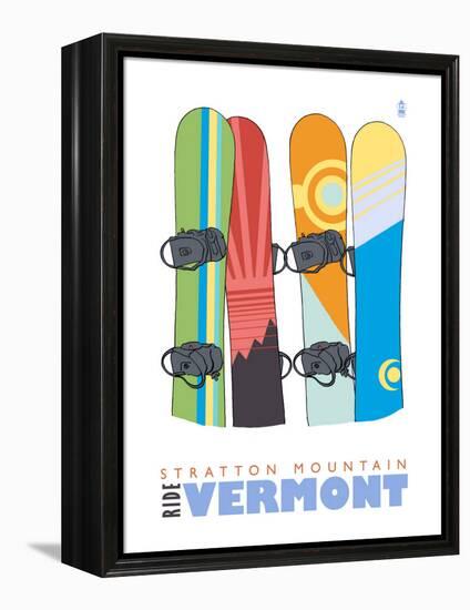 Stratton Mountain, Vermont, Snowboards in the Snow-Lantern Press-Framed Stretched Canvas