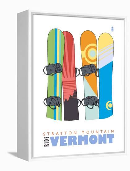 Stratton Mountain, Vermont, Snowboards in the Snow-Lantern Press-Framed Stretched Canvas