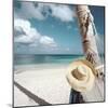 Straw Hat and Hammock at the Beach-null-Mounted Photographic Print
