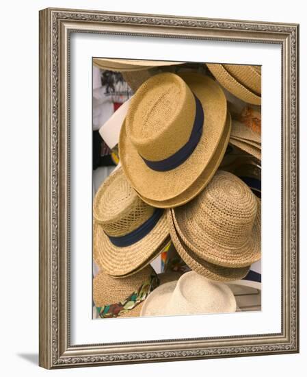 Straw Hats at Port Lucaya Marketplace, Grand Bahama Island, Caribbean-Walter Bibikow-Framed Photographic Print